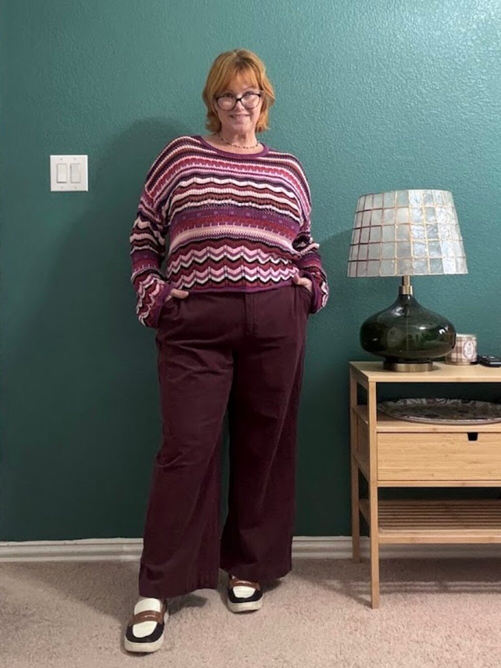 Lane Bryant Burgundy Corduroy Trouser Pants Flex Magic Waistband  - size 20